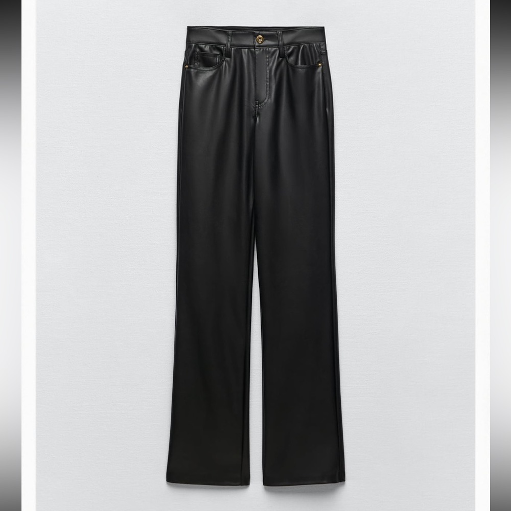 NWT Zara straight leg mid rise faux leather pants